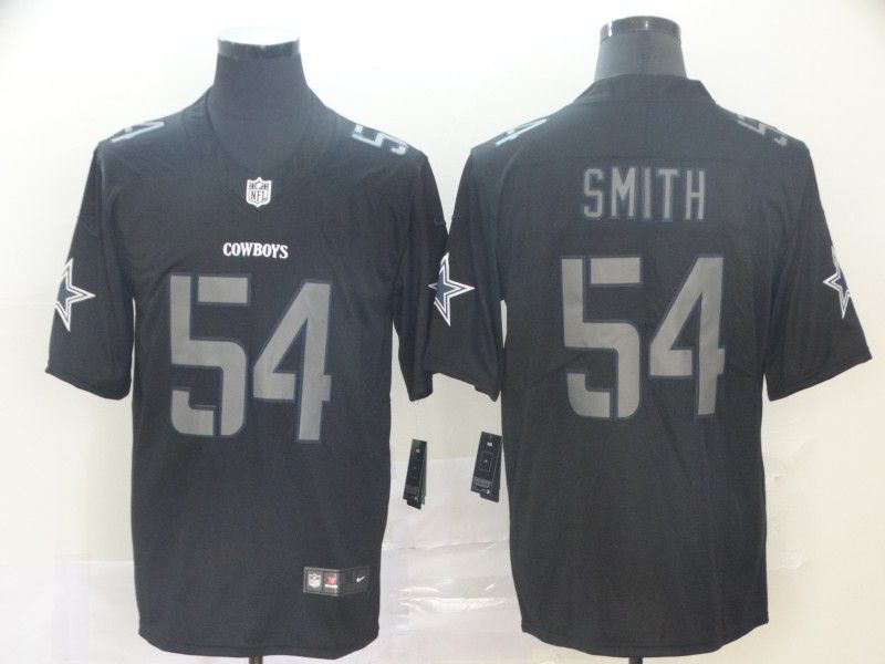 Men Dallas cowboys 54 Smith Nike Fashion Impact Black Color Rush Limited Jersey